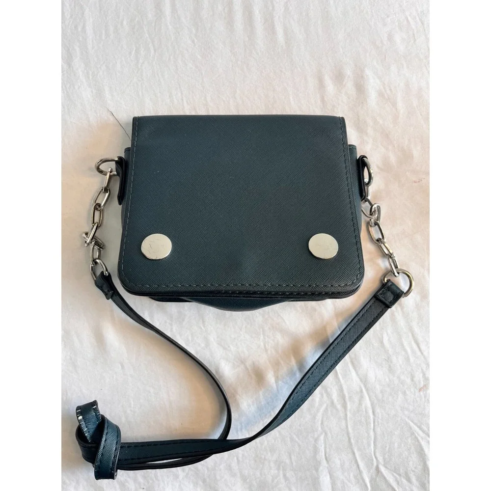 French Connection Chain‎ Zip Shoulder Bag Clutch Navy Blue Cross Body Handbag